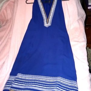 THML Sz Large Navy Blue Dress w/Beautiful Embroidery